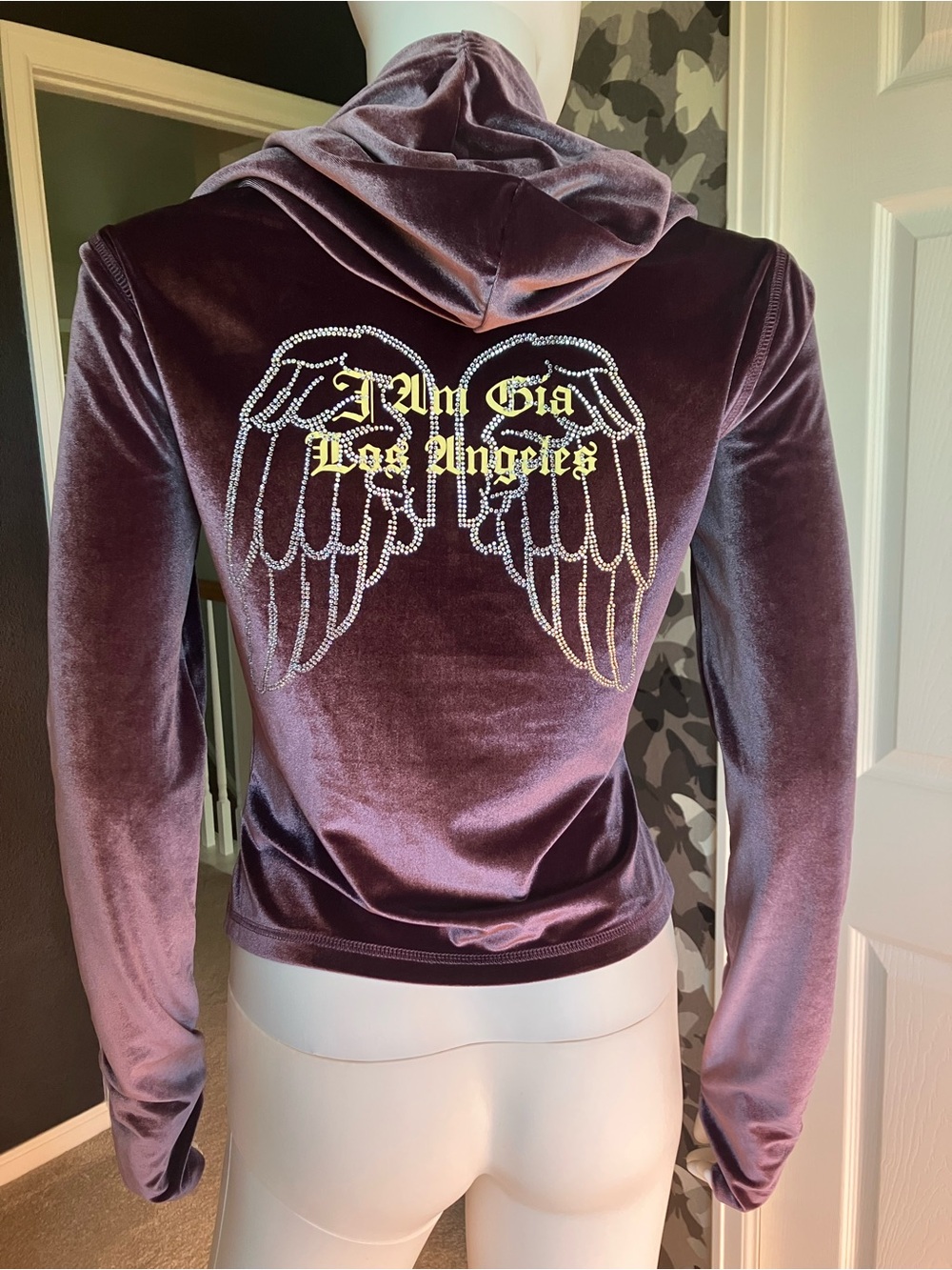 I.AM.GIA Purple Velvet Angel Wing Hoodie Jacket